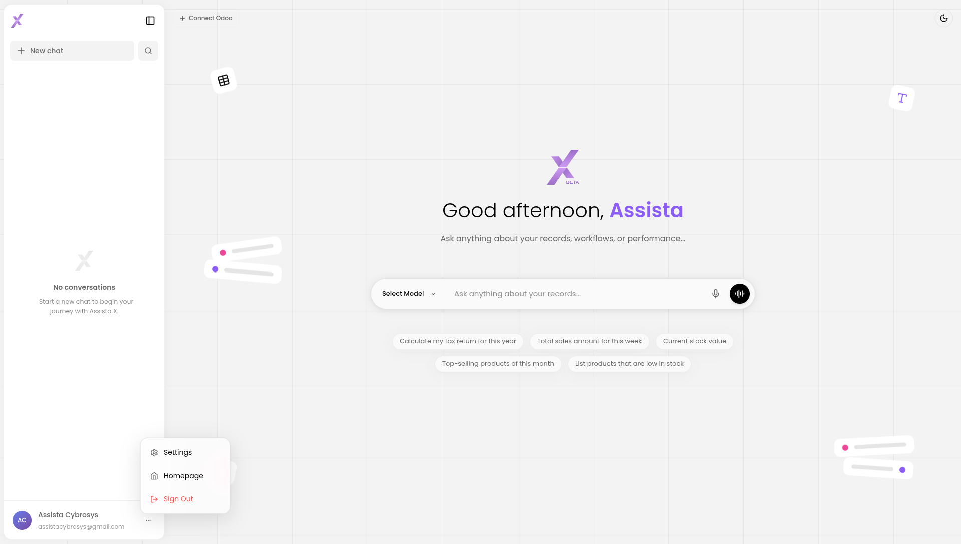 Settings icon in sidebar